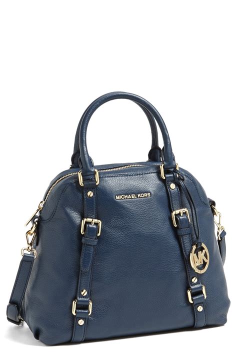 michael kors bedford bowling satchel navy|Michael Kors Bedford Mid Bowling Satchel Navy Blue .